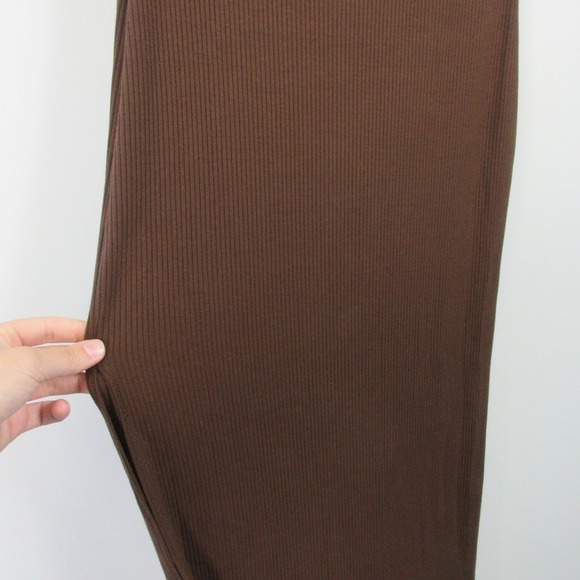 Reformation Bodycon Midi Tube Dress S Brown Ribbed Knit Minimalist Casual 314 - Picture 6 of 12
